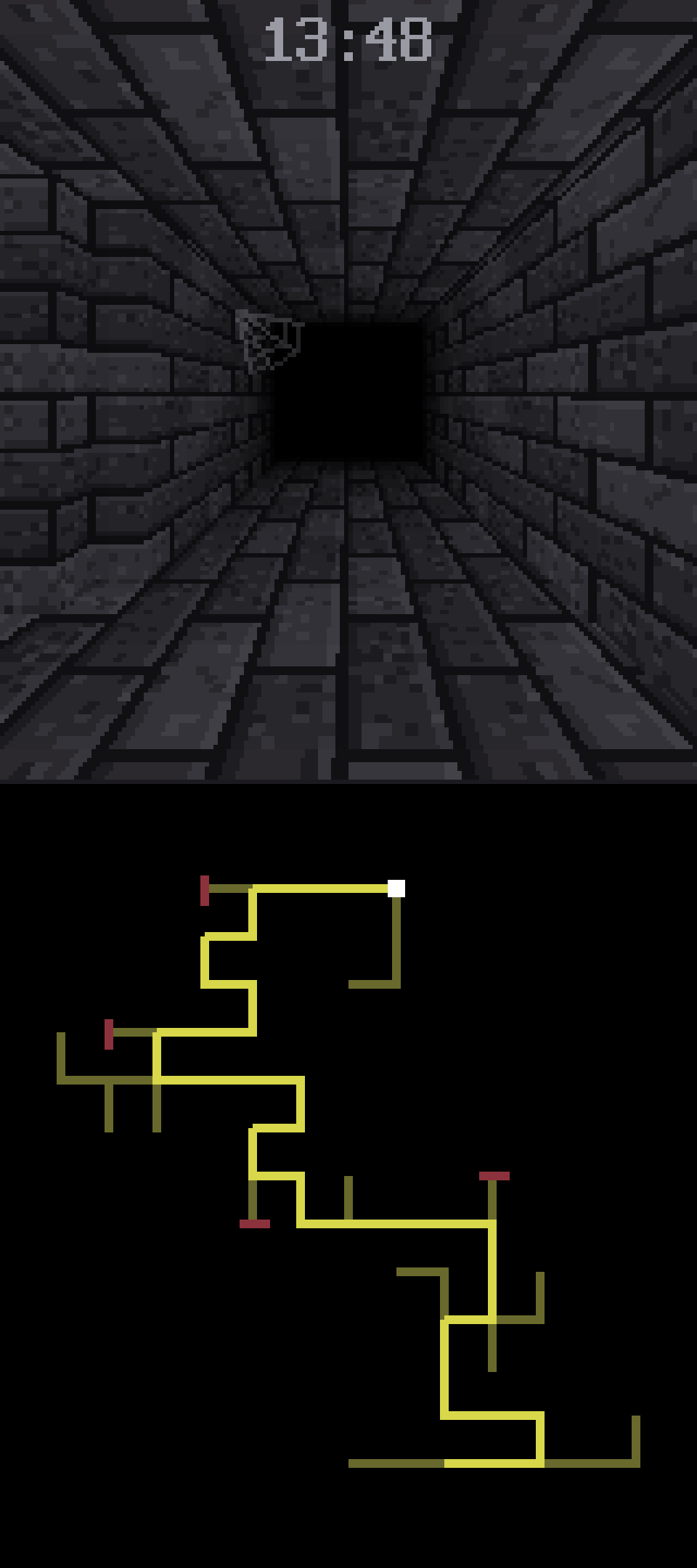 A mostly explored map, in the portrait layout